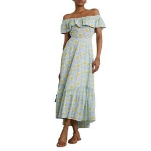 Rixo Printed White Blue Mauve Midi Size UK 8 / US 4 Dress